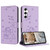 Samsung Galaxy S25 FE 5G Embossed Kitten Phone Leather Case with Lanyard - Purple