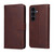 Samsung Galaxy S25 FE 5G ENKAY Card Wallet Calf Texture Leather Phone Case with Screen Film - Red