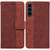 Samsung Galaxy S25 FE 5G Geometric Embossed Leather Phone Case - Brown