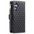 Samsung Galaxy S25 FE 5G Glitter Lattice Zipper Wallet Leather Phone Case - Black