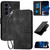Samsung Galaxy S25 FE 5G Grid Butterfly Embossed Pattern Leather Phone Case with Lanyard - Black