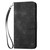 Samsung Galaxy S25 FE 5G Grid Butterfly Embossed Pattern Leather Phone Case with Lanyard - Black