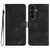 Samsung Galaxy S25 FE 5G Heart Pattern Skin Feel Leather Phone Case - Black
