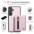 Samsung Galaxy S25 FE 5G JEEHOOD J12 Exquisite RFID MagSafe Zipper Card Bag Phone Case - Pink