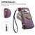 Samsung Galaxy S25 FE 5G Leaf Buckle Zipper Wallet Leather Phone Case with Strap - Purple