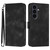 Samsung Galaxy S25 FE 5G Line Pattern Skin Feel Leather Phone Case - Black