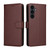 Samsung Galaxy S25 FE 5G Litchi Texture RFID Blocking 3-Card Wallet Leather Phone Case - Brown