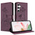 Samsung Galaxy S25 FE 5G Lotus Embossed Leather Phone Case with Lanyard - Wine Red
