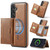 Samsung Galaxy S25 FE 5G MAGKING K4 Series MagSafe RFID Tri-fold Card Bag Detachable Phone Case - Brown