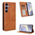 Samsung Galaxy S25 FE 5G Magnetic Buckle Retro Texture Leather Phone Case - Brown