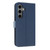 Samsung Galaxy S25 FE 5G Metal Bow Leather Phone Case with Hand Strap - Dark Blue