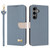 Samsung Galaxy S25 FE 5G Metal Bow Leather Phone Case with Hand Strap - Light Blue