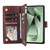 Samsung Galaxy S25 FE 5G Multifunctional Frosted Zipper Wallet Leather Phone Case - Coffee