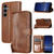 Samsung Galaxy S25 FE 5G Oil Skin Zipper Wallet Leather Phone Case - Brown