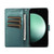 Samsung Galaxy S25 FE 5G PU Genuine Leather Texture Embossed Line Phone Case - Green