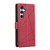 Samsung Galaxy S25 FE 5G PU Genuine Leather Texture Embossed Line Phone Case - Red