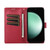 Samsung Galaxy S25 FE 5G PU Genuine Leather Texture Embossed Line Phone Case - Red