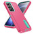 Samsung Galaxy S25 FE 5G Rugged PC Hybrid Silicone Phone Case with Holder - Rose Red+Light Green
