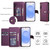 Samsung Galaxy S25 FE 5G Seven Card Slots Zipper Wallet Leather Phone Case with Lanyard - Dark Purple