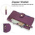 Samsung Galaxy S25 FE 5G Seven Card Slots Zipper Wallet Leather Phone Case with Lanyard - Dark Purple
