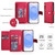 Samsung Galaxy S25 FE 5G Seven Card Slots Zipper Wallet Leather Phone Case with Lanyard - Red