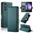 Samsung Galaxy S25 FE 5G Side Buckle Magnetic Frosted Leather Phone Case - Dark Green