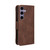 Samsung Galaxy S25 FE 5G Skin Feel Calf Texture Card Slots Leather Phone Case - Brown