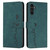 Samsung Galaxy S25 FE 5G Skin Feel Heart Embossed Leather Phone Case with Long Lanyard - Green