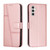Samsung Galaxy S25 FE 5G Stitching Calf Texture Buckle Leather Phone Case - Rose Gold