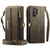 Samsung Galaxy A13 5G CaseMe C39 RFID Blocking Zipper Wallet Leather Phone Case with Crossbody Strap - Coffee