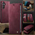 Samsung Galaxy A35 5G CaseMe 033 Calf Leather Lining Microfibre RFID Blocking Phone Case - Red