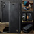Samsung Galaxy A35 5G CaseMe 033 Calf Leather Lining Microfibre RFID Blocking Phone Case - Black
