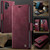 Samsung Galaxy Note10+ CaseMe 033 Calf Leather Lining Microfibre RFID Blocking Phone Case - Red