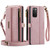 Samsung Galaxy S20 5G CaseMe C39 RFID Blocking Zipper Wallet Leather Phone Case with Crossbody Strap - Pink