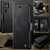 Samsung Galaxy S24 Ultra 5G CaseMe 033 Calf Leather Lining Microfibre RFID Blocking Phone Case - Black
