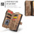 Samsung Galaxy Z Fold7 CaseMe C30 Card Slots Zipper Wallet Leather Phone Case - Brown