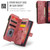 Samsung Galaxy Z Fold7 CaseMe C30 Card Slots Zipper Wallet Leather Phone Case - Red