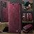 Samsung Galaxy A33 5G CaseMe 033 Calf Leather Lining Microfibre RFID Blocking Phone Case - Red
