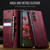 Samsung Galaxy S22+ 5G CaseMe 033 Calf Leather Lining Microfibre RFID Blocking Phone Case - Red