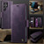Samsung Galaxy S22 Ultra 5G CaseMe 033 Calf Leather Lining Microfibre RFID Blocking Phone Case - Purple