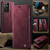 Samsung Galaxy S21 Ultra 5G CaseMe 033 Calf Leather Lining Microfibre RFID Blocking Phone Case - Red
