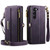 Samsung Galaxy S23 5G CaseMe C39 RFID Blocking Zipper Wallet Leather Phone Case with Crossbody Strap - Purple