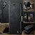 Samsung Galaxy S23 Ultra 5G CaseMe 033 Calf Leather Lining Microfibre RFID Blocking Phone Case - Black