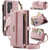 Samsung Galaxy S24 Ultra 5G CaseMe C39 RFID Blocking Zipper Wallet Leather Phone Case with Crossbody Strap - Pink