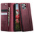 iPhone 12 / 12 Pro CaseMe 033 Calf Leather Lining Microfibre RFID Blocking Phone Case - Red