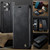 iPhone 13 Pro CaseMe 033 Calf Leather Lining Microfibre RFID Blocking Phone Case - Black