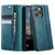 iPhone 13 Pro Max CaseMe 033 Calf Leather Lining Microfibre RFID Blocking Phone Case - Green