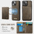 iPhone 14 CaseMe Me80 Series Detachable Wallet Magnetic RFID Vegan Leather Phone Case - Coffee