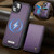 iPhone 14 CaseMe Me80 Series Detachable Wallet Magnetic RFID Vegan Leather Phone Case - Purple