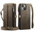 iPhone 14 Plus CaseMe C39 RFID Blocking Zipper Wallet Leather Phone Case with Crossbody Strap - Coffee